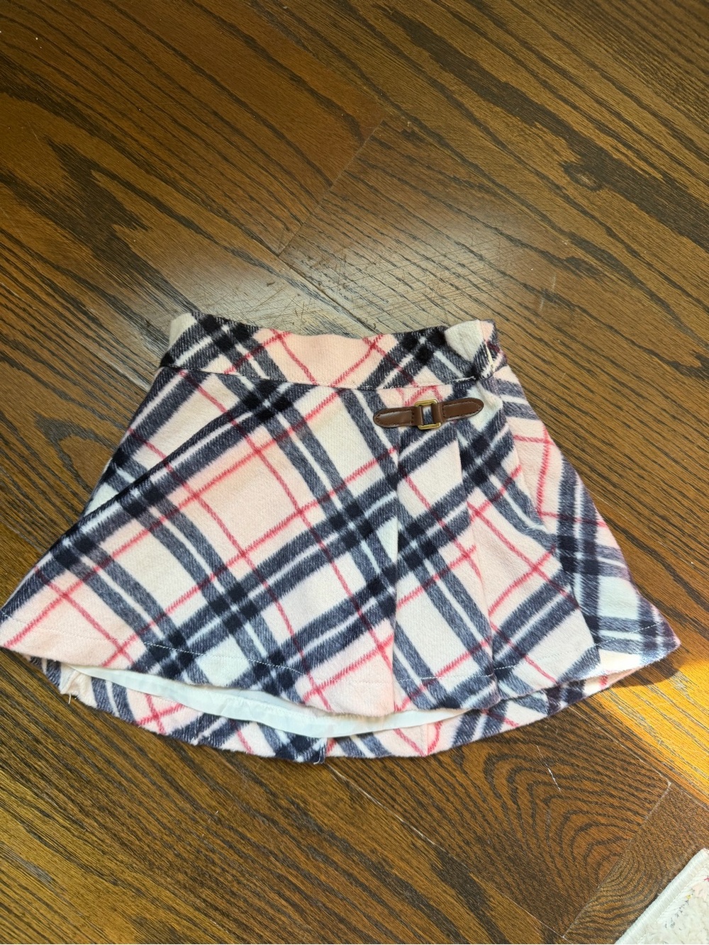 Janie and Jack Plaid Mini Skirt with Buckle Accent - Pink and Navy